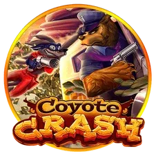 ปกเกมสล็อต Coyote Crash รูปหมาป่าใส่หมวกคาวบอยจากหน้าเว็บ GClub