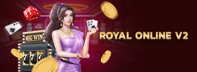 แบนเนอร์ Royal Online V2 รูปตัวละครหญิงถือไพ่จากหน้าเว็บ GClub